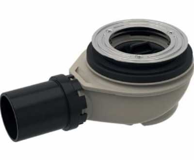 Сифон для душевых поддонов d90, с крышкой сливного отверстия, высота гидрозатвора 50 мм, воронка из ПНД: d=50мм, Глянц. хром, Соединительный патрубок=ПНД, Geberit