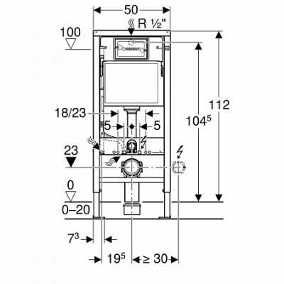 Инсталляция DuofixBasic для подвесного унитаза, 112 см, со смывным бачком скрытого монтажа Delta 12 см, Geberit - изображение 2