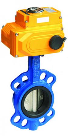 Затвор дисковый VPI4448-N24EP DN 200 PN16, поворотный межфланцевый, с электрическим приводом Nutork, 1Ф-230V, корпус и диск ковкий чугун, манжета EPDM, Tecofi