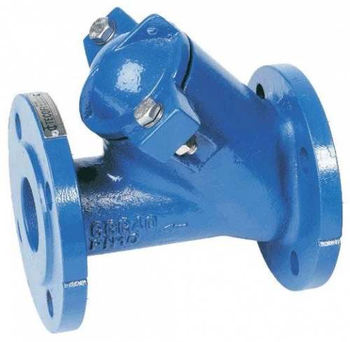 Фильтр сетчатый наклонный F3240N DN 65 PN 16, фланцевый, с дренажной пробкой, корпус-чугун, сетка-нержавеющая сталь, Tecofi