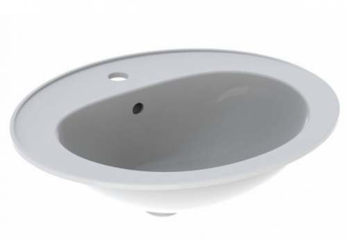 Kolo Rekord раковина для установки на столешницу: B=56см, T=47.5см, Отверстие под смеситель=По центру, Перелив=На виду, Белый