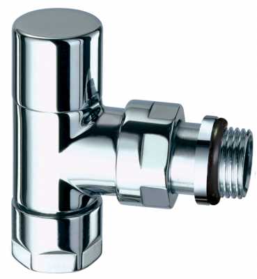 Запорный вентиль TOP line, угловой, накидная гайка M24x19 х 1/2" с уплотнением на хвостовике к радиатору из EPDM, серебро