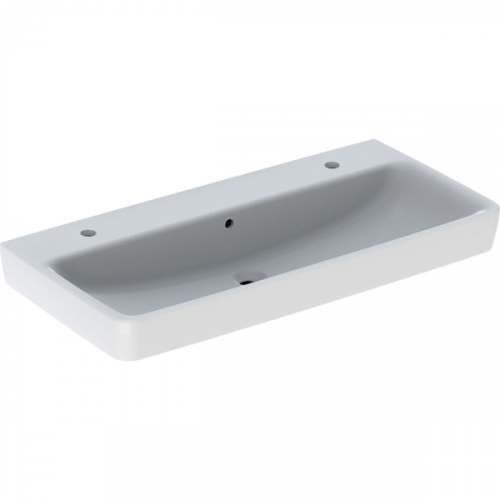 Раковина Geberit Renova Plan: B=100см, T=48см, Отверстие под смеситель=Левое и правое, Перелив=На виду, Белый