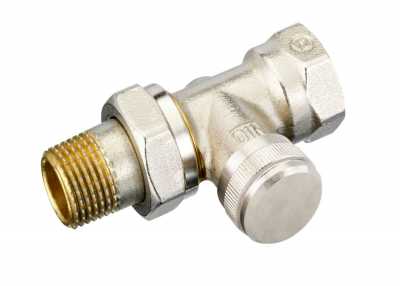 Клапан запорный LV DN 20 PN 10, Т=120 °С, прямой, никелированный, с возможностью опорожнения, для бокового присоединения к радиатору, Ридан