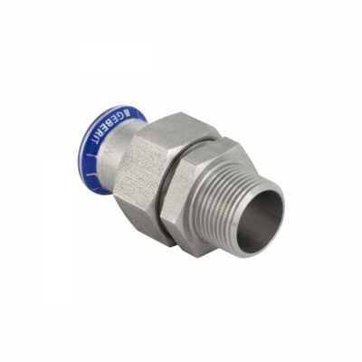 Разъемное соединение Mapress из нержавеющей стали, с наружной резьбой, накидная гайка из стали CrNi: d=35мм, R=1 1/4дюйм, Geberit