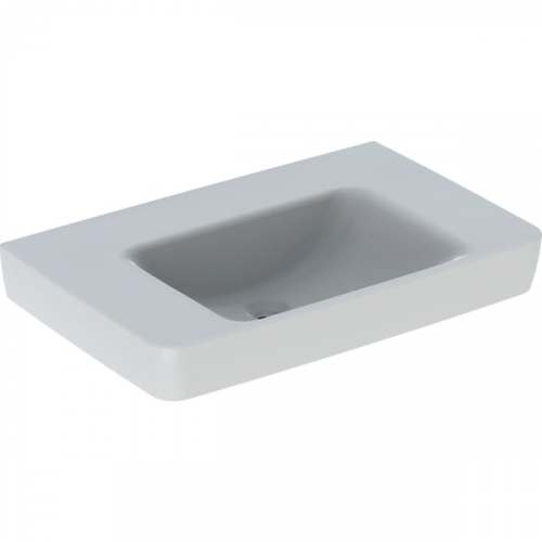Раковина Geberit Renova Plan с полкой: B=75см, T=48см, Отверстие под смеситель=Без, Перелив=Без, Полка=Левый и правый, Белый