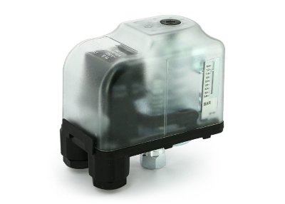 Реле давления с накидной  гайкой 1/4",прозрачный корпус и наличие шкалы (1.4-2.8 bar)