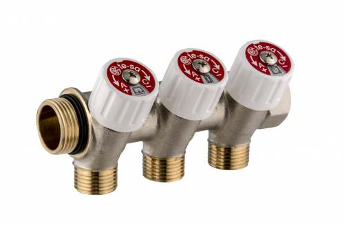 Usystems коллектор SH 3/4" с вентилями НР/ВР 2x1/2"НР, ц/ц 38мм '5И