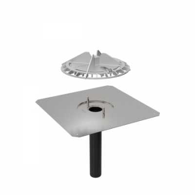 Воронка Geberit Pluvia с соединительным фартуком, решетка воронки из алюминиевого литья: Максимальная пропускная способность=12л/с