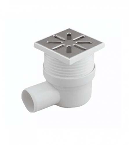 Трап нерегулируемый, боковой, металл. решетка 100*100 (Белый) D 50