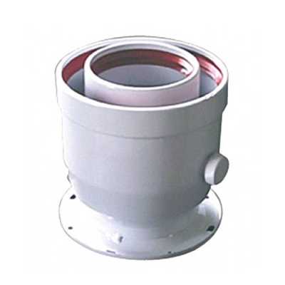 Адаптер вертикального коаксиального дымохода с отверстием для анализа сгорания с ? 60/100 мм до ? 80/125 мм