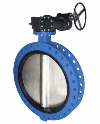 Затвор дисковый VPE4508-08EP PN10 DN 900 поворотный фланцевый с механическим редуктором и фланцем под привод, корпус и диск ковкий чугун, манжета EPDM, Tecofi