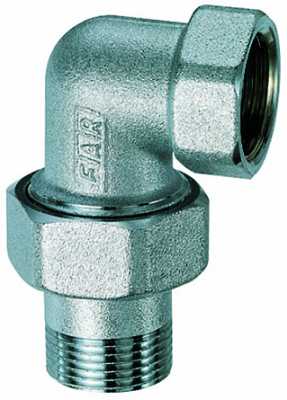 Угловой 3-х разъемный фитинг с PTFE уплотнением, американка-НР 1/2"