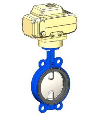 Затвор дисковый VPI4449-N24EP DN 40 PN16, поворотный межфланцевый, с электрическим приводом Nutork, 1Ф-230V, корпус ковкий чугун, диск нержавеющая сталь, манжета EPDM, Tecofi