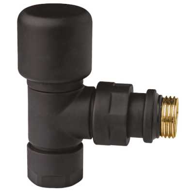 Регулирующий вентиль TOP line, угловой, накидная гайка M24x19 х 1/2" с уплотнением на хвостовике к радиатору из EPDM, черный (матовый)