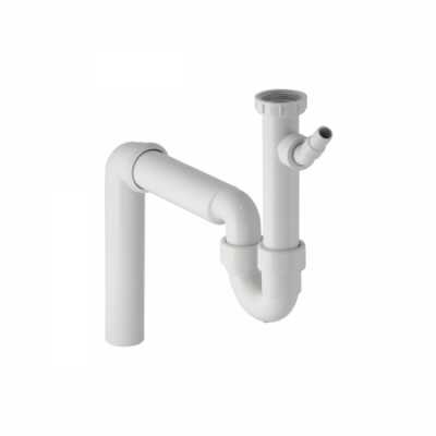 Сифон для кухонной раковины, с угловым шланговым соединителем, вертикальный выпуск: d=40мм, G=1 1/2дюйм, Альпийский белый, Geberit