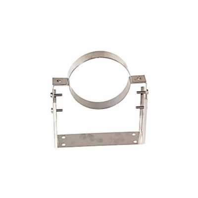 Хомут с мягкими вставками для трубы по фасаду с крепежом к стене