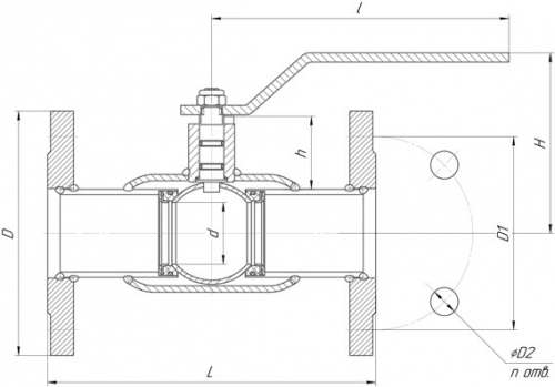 LD Кран шаровый цельносварной, фланцевый, Dn 125, PN 25, полнопроходной с корпусом из стали 20 (КШ.Ц.Ф.125.025.П/П.02) - изображение 2