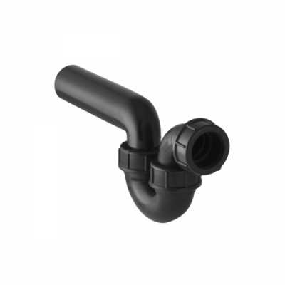 Сифон для раковины для слива сильно загрязненной воды, с винтовой крышкой, горизонтальный впуск, горизонтальный выпуск: d=50мм, d1=50мм, Черный, Geberit